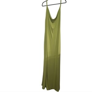 Hanifa Chartreuse Green Knit Maxi Dress With Draped Neckline, Sz 1XL